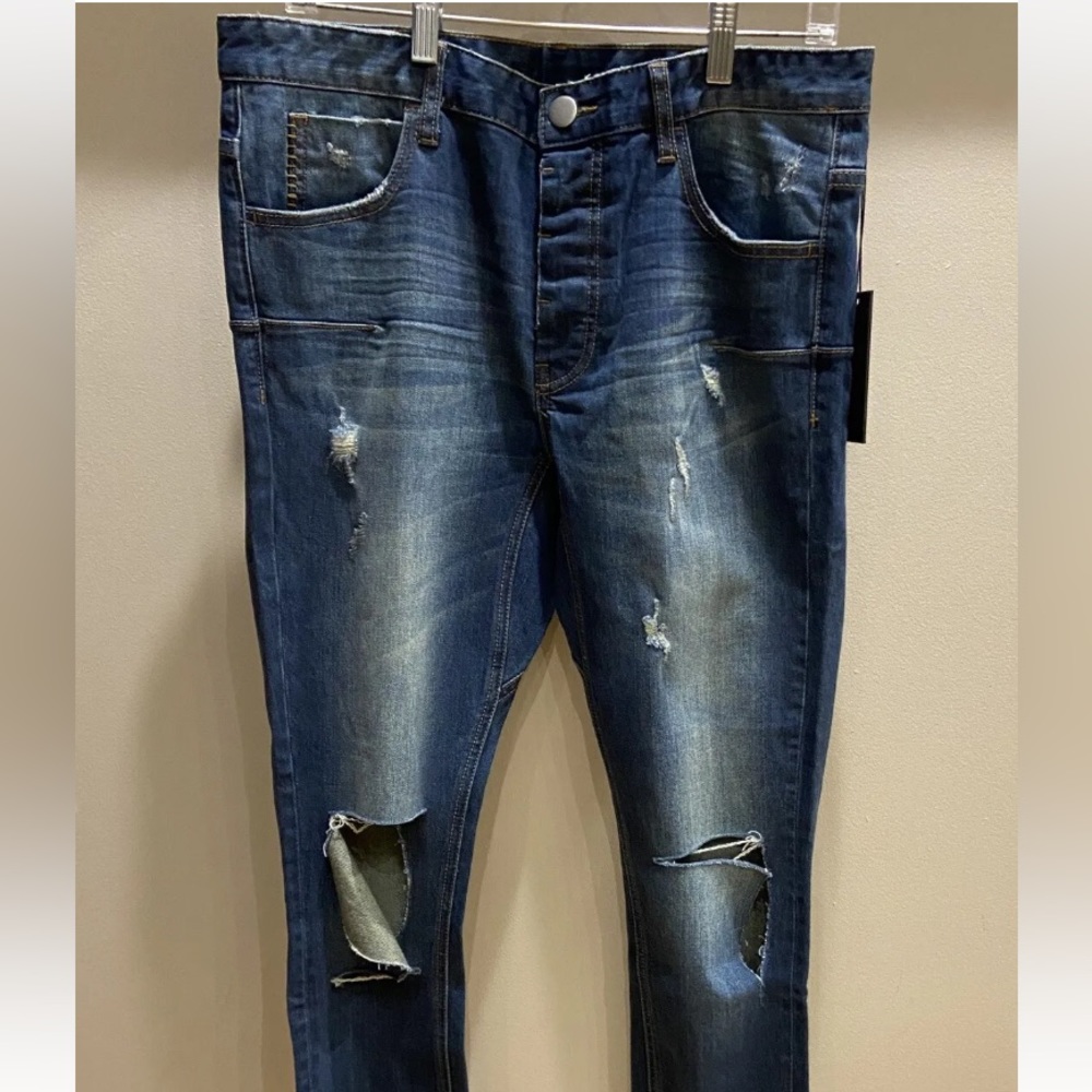 Men’s Man X One Teaspoon Distressed NWT Skinny Leg Jeans Size 32 Reg. Low Slung